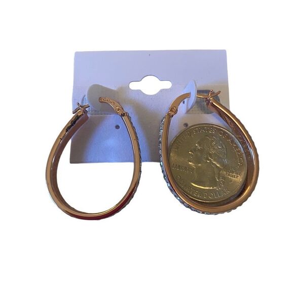 Sofia James Rose Gold & Pave Crystal Teardrop Huggie Hoops. - Picture 6 of 6